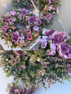 BOX‼️💐 materiál na výrobu bohato zdobeného venca, hotový veniec má cca 46, ružový