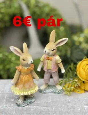 Sada postavičky zajace, cena za 2ks, 10cm, polyresin