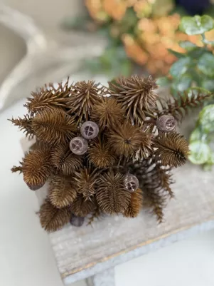 Bodliak, bohatý a hustý zväzok, TOP kvalita, plast, 33cm, hnedá 