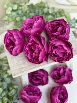 Pivonka hlavička, textilná, 8cm, cena za 1ks, cyklaménová 