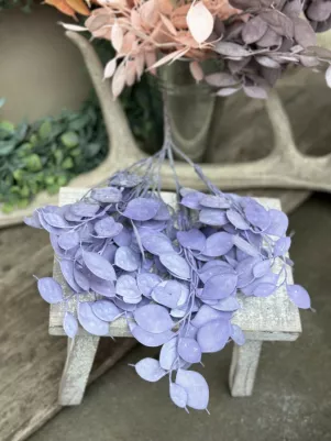 Zeleň farebná, ploché okrúhle listy, plast, 38 cm, Fialová 