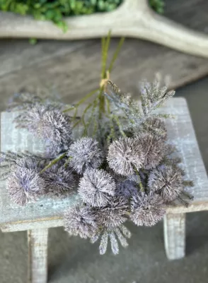 Vetva s bodliakom, TOP kvalita, nádherný kúsok, 3x vetva vo zväzku, plast, s nádychom do modro siva
