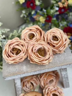 Divá ruža hlavička 9 cm, výška 3 cm, cena za 1 ks, TOP kvalita, oranžová 