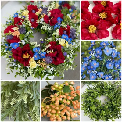 BOX ‼️💐 materiál na výrobu bohato zdobeného venca, hotový veniec má cca 32cm