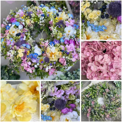 Lúčny BOX‼️💐 materiál na výrobu bohato zdobeného venca, hotový veniec má cca 46cm